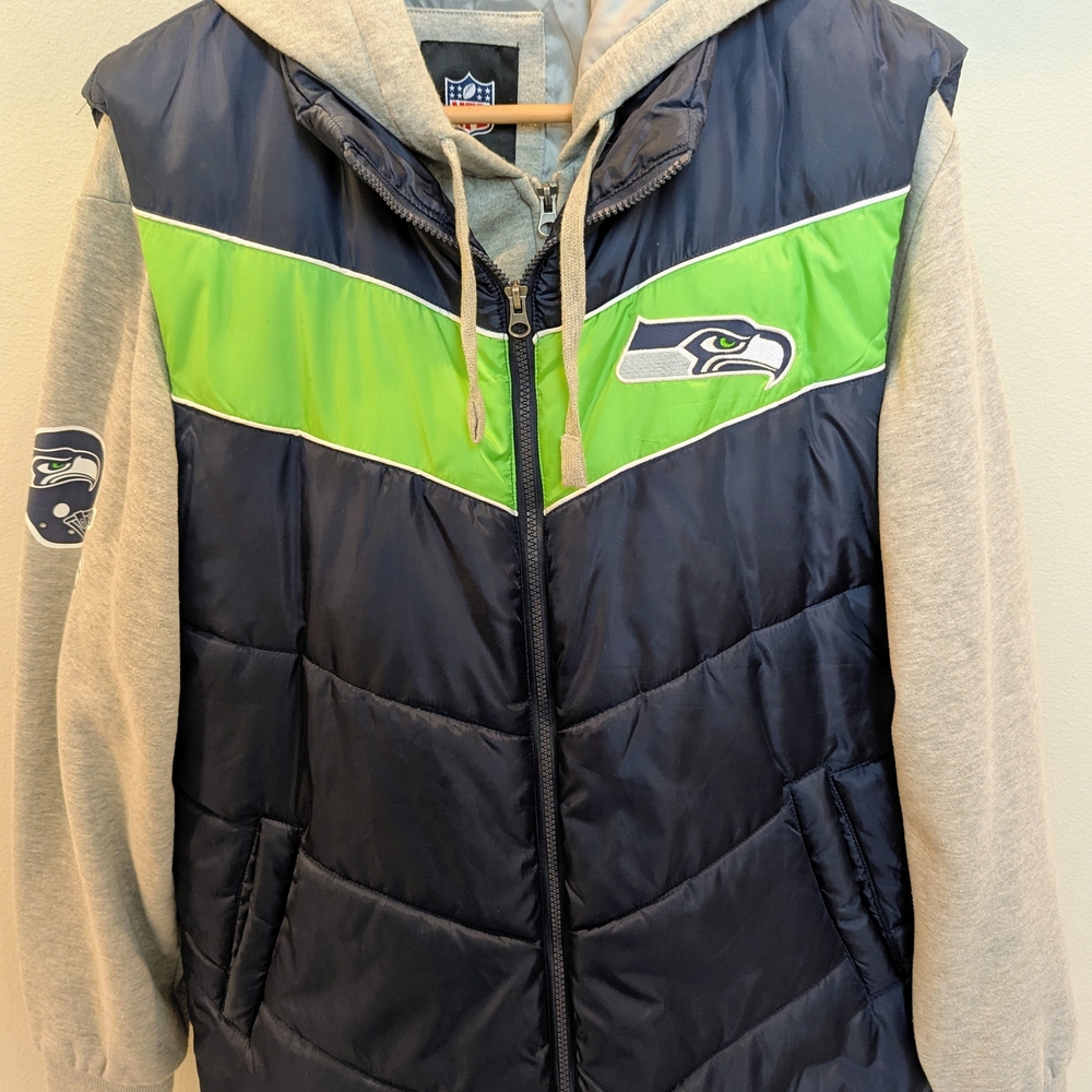 NFL Navy and Green Vest with Gray Sleeves